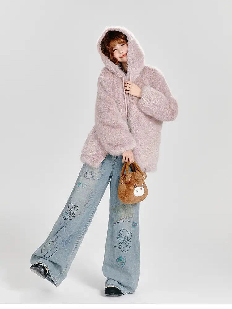 Pink Faux Fur Jacket  f0340