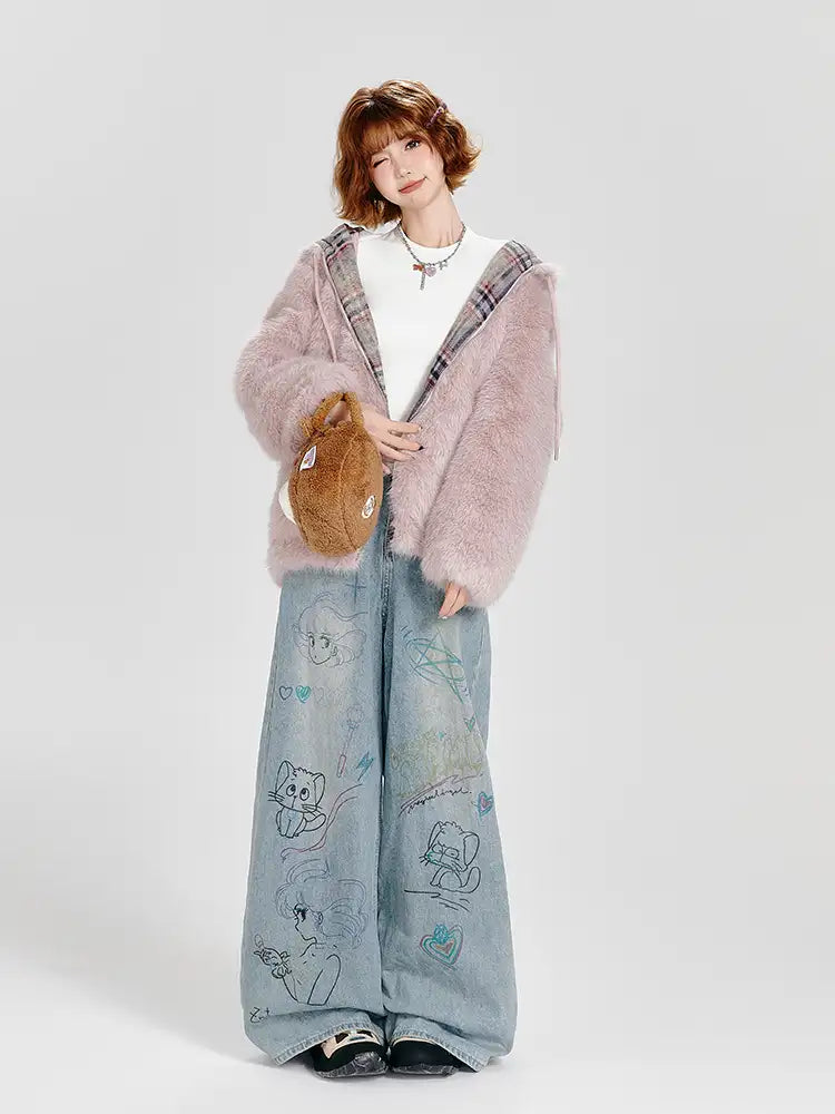 Pink Faux Fur Jacket  f0340