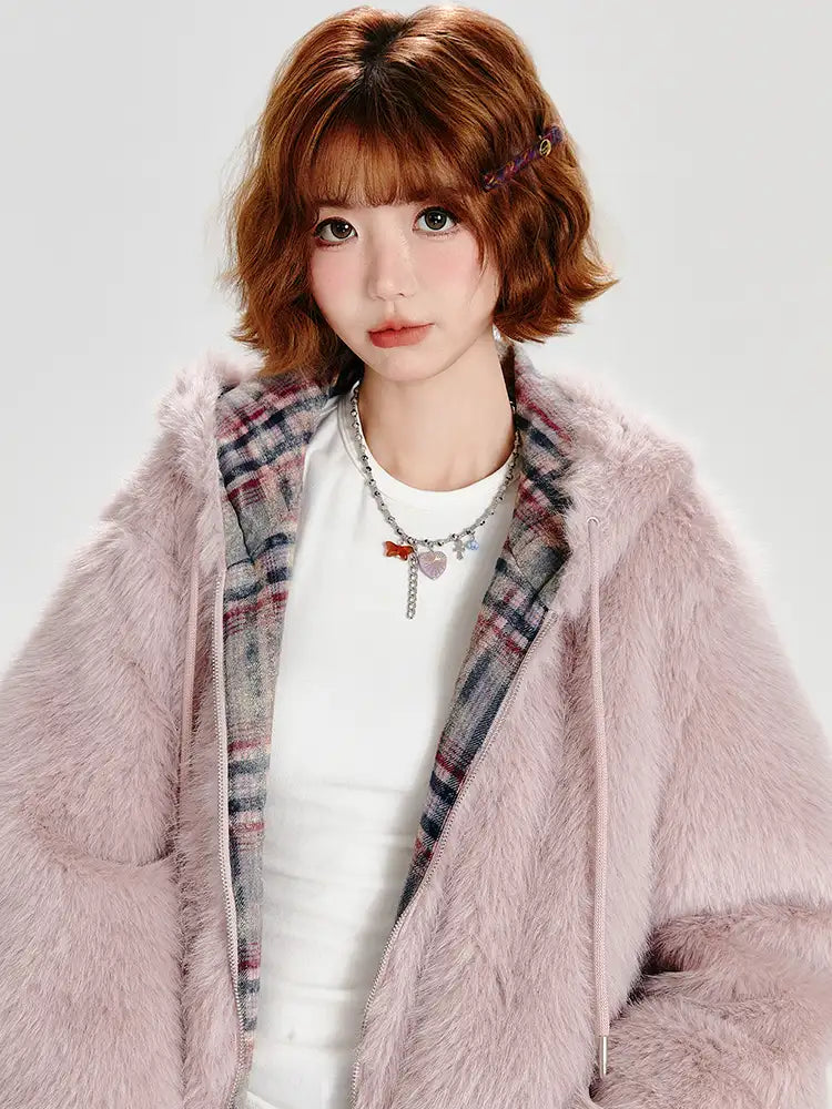 Pink Faux Fur Jacket  f0340