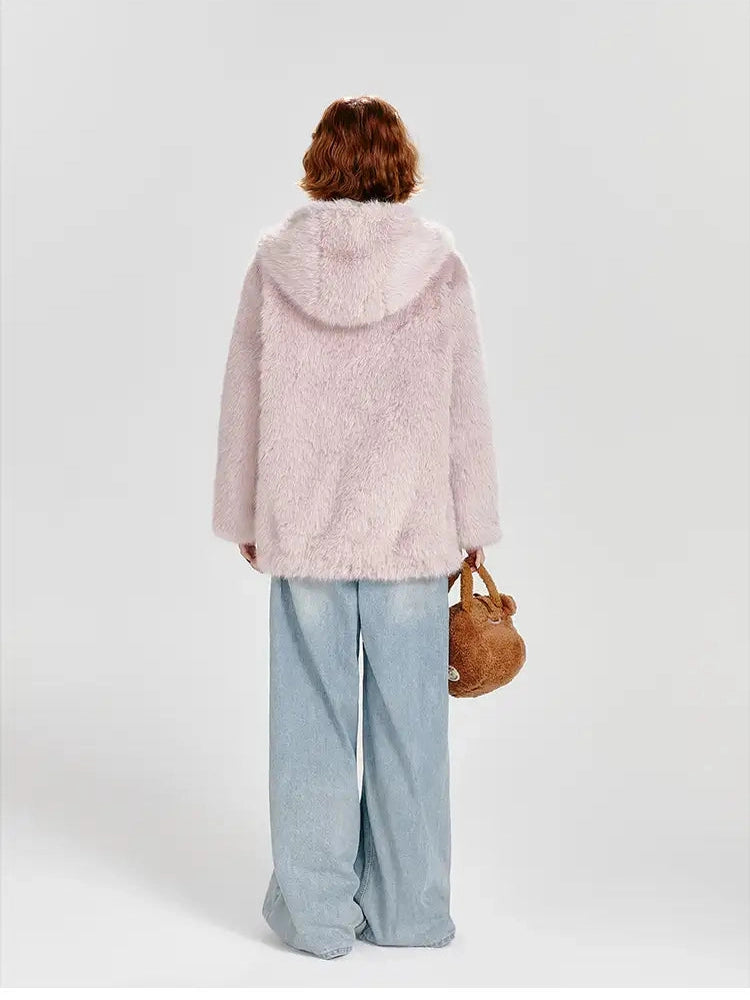 Pink Faux Fur Jacket  f0340