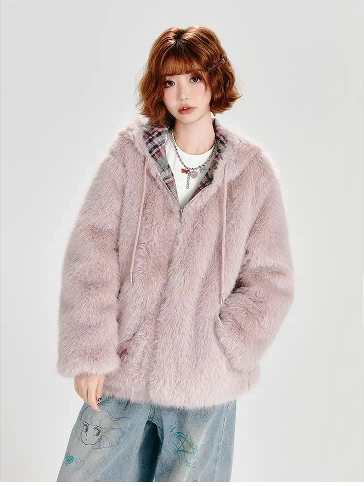 Pink Faux Fur Jacket  f0340