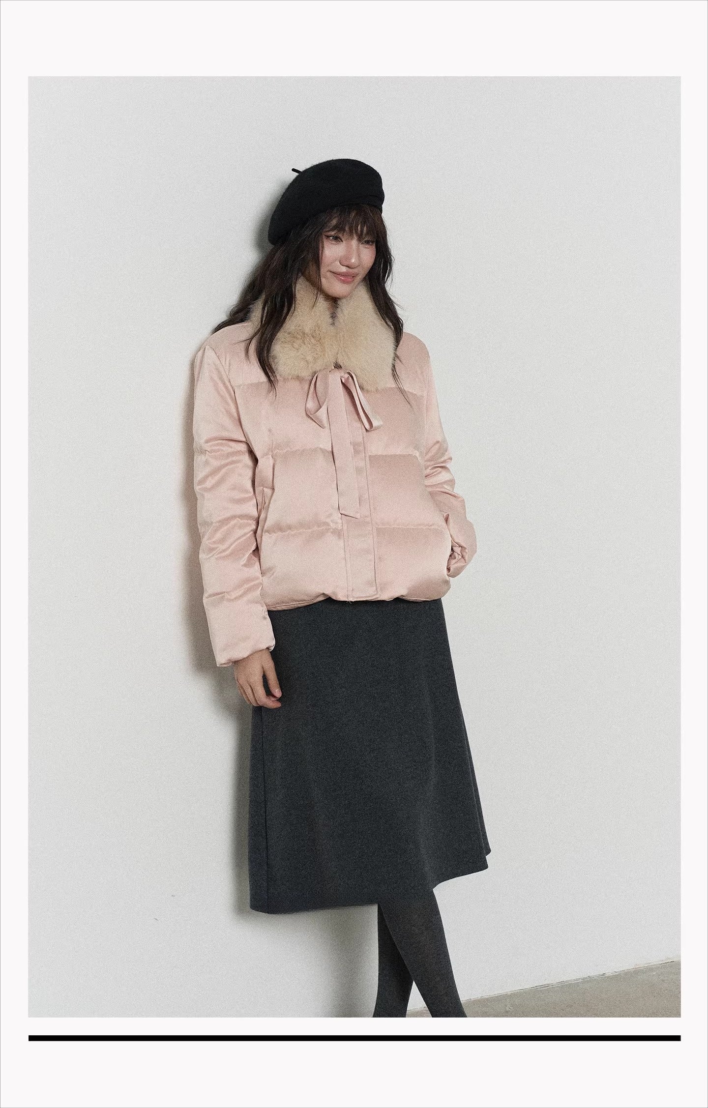 White duck down thickened warm short fur collar down jacket fe0456