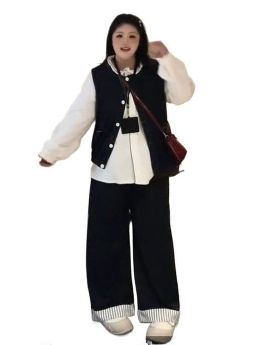 White shirt  denim vest two-piece set C0246