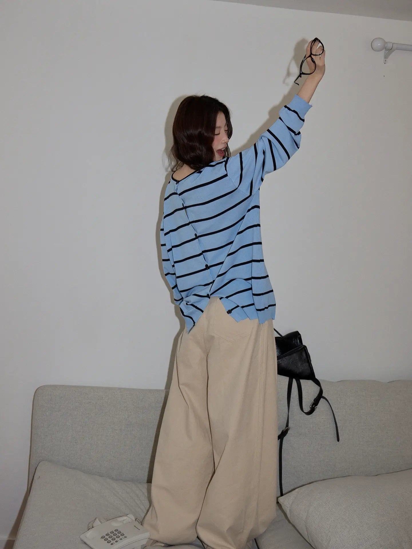 Striped Knit Cardigan 2-Piece Set f0351