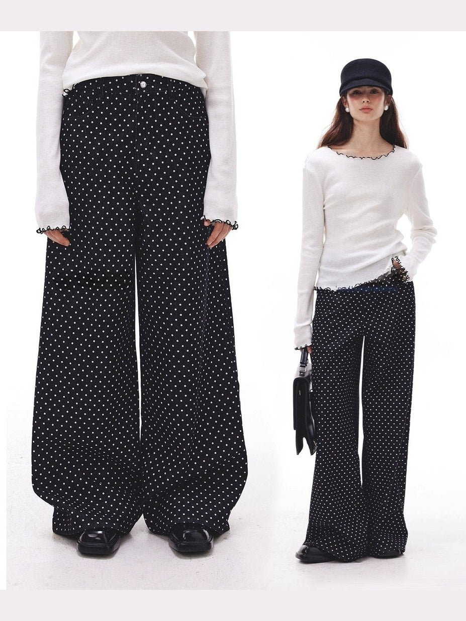 Vintage Polka Dot Loose Wide Leg Pants C0242