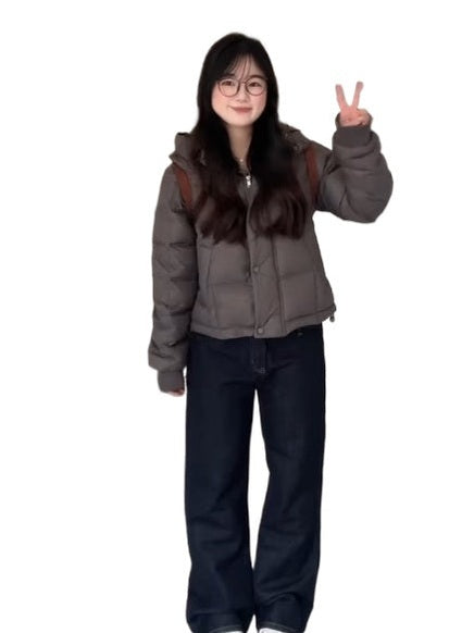 Short hooded down jacket f0274