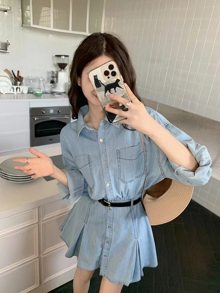 crushpeach monica denim dress