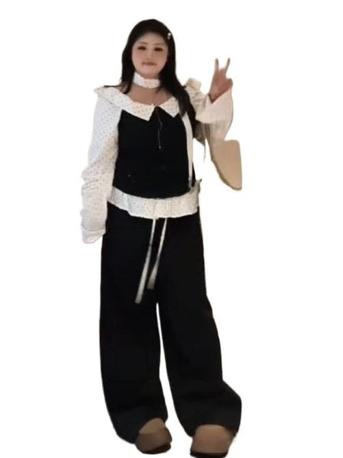 Large size polka dot streamer top B0248