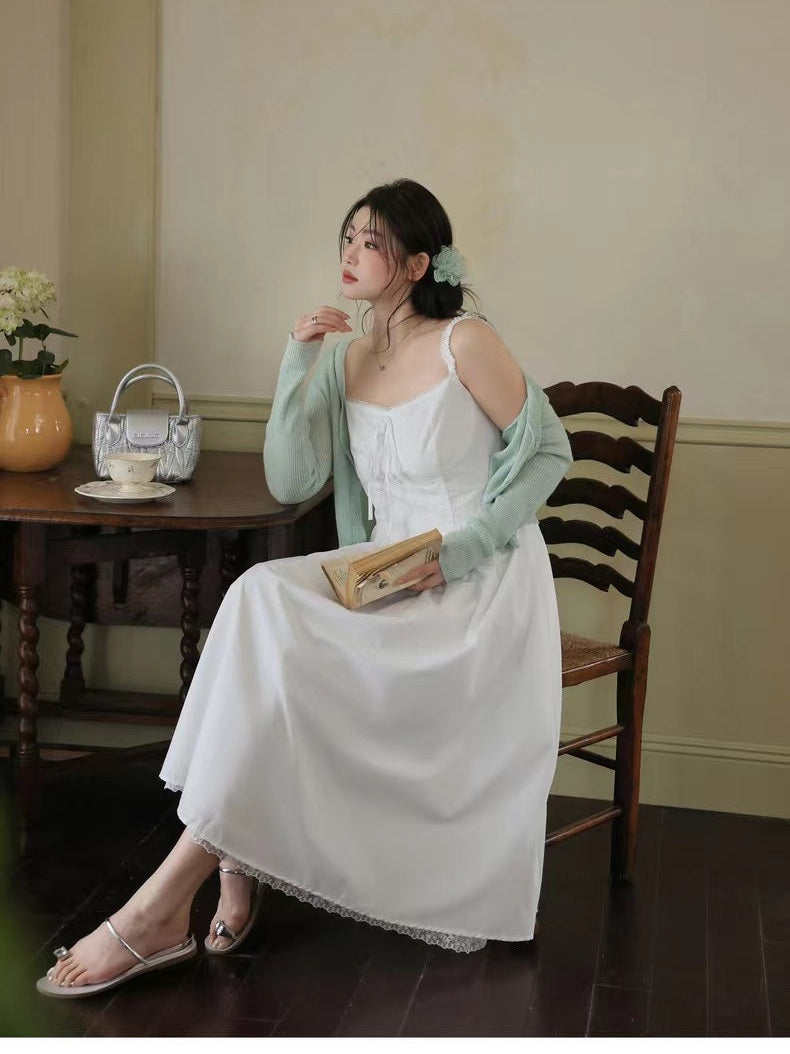 crushpeach White Angel Vacation Style white Lace straps Madi Dress