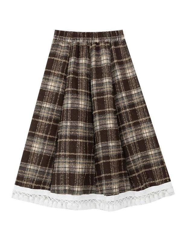 Woolen plaid skirt C0067