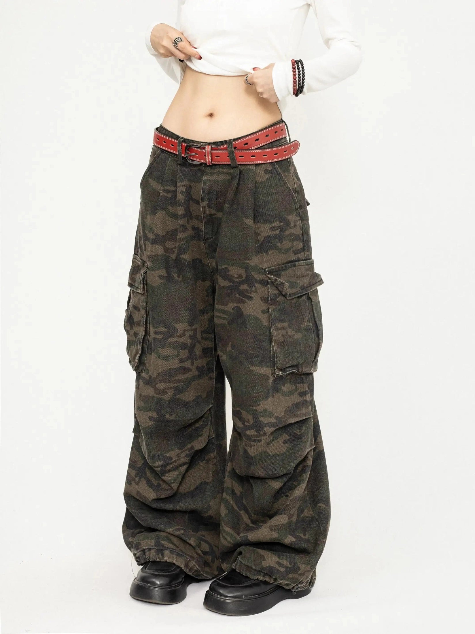 Snake Print Camo Cargo Pants  f0397
