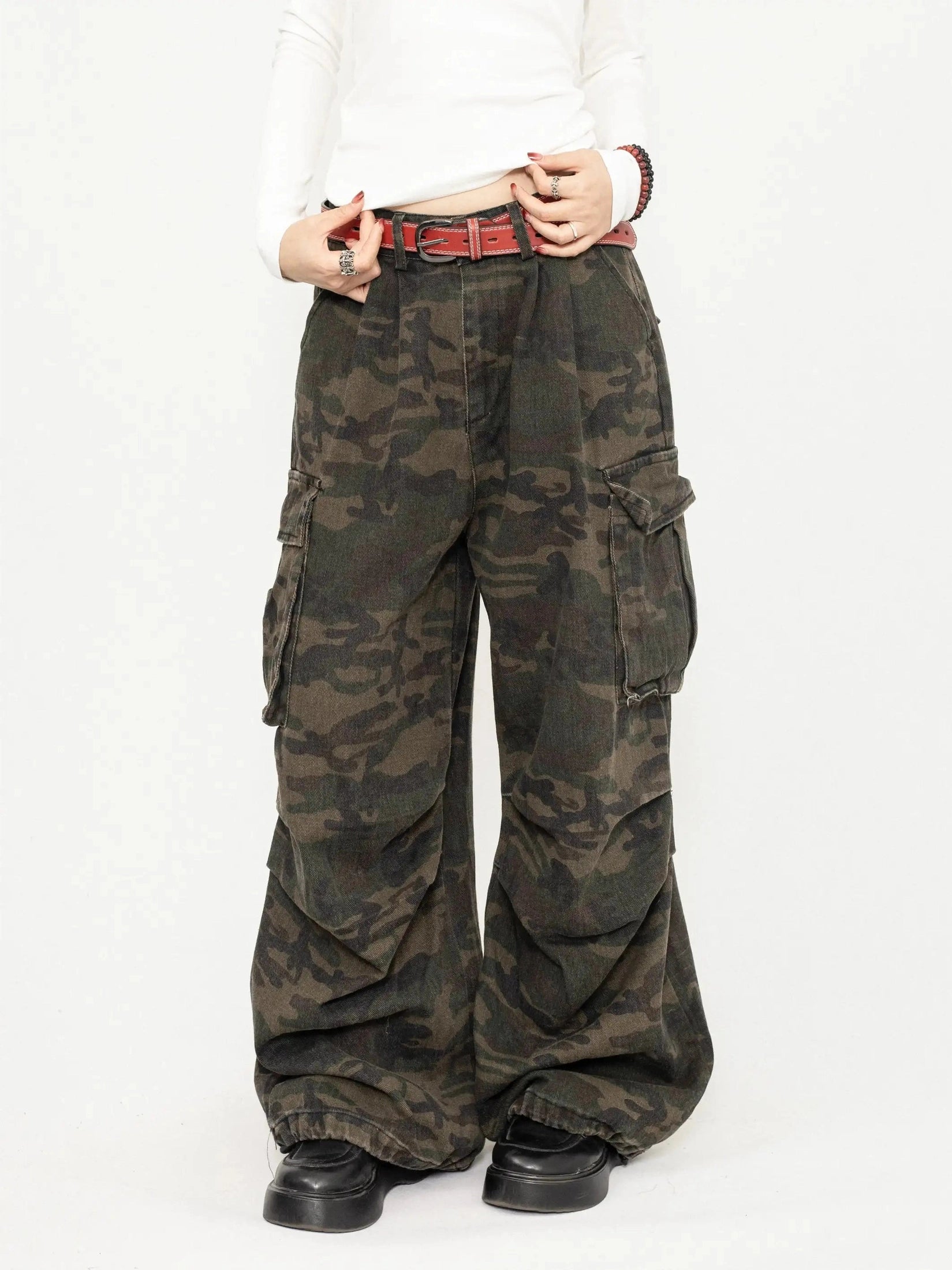 Snake Print Camo Cargo Pants  f0397