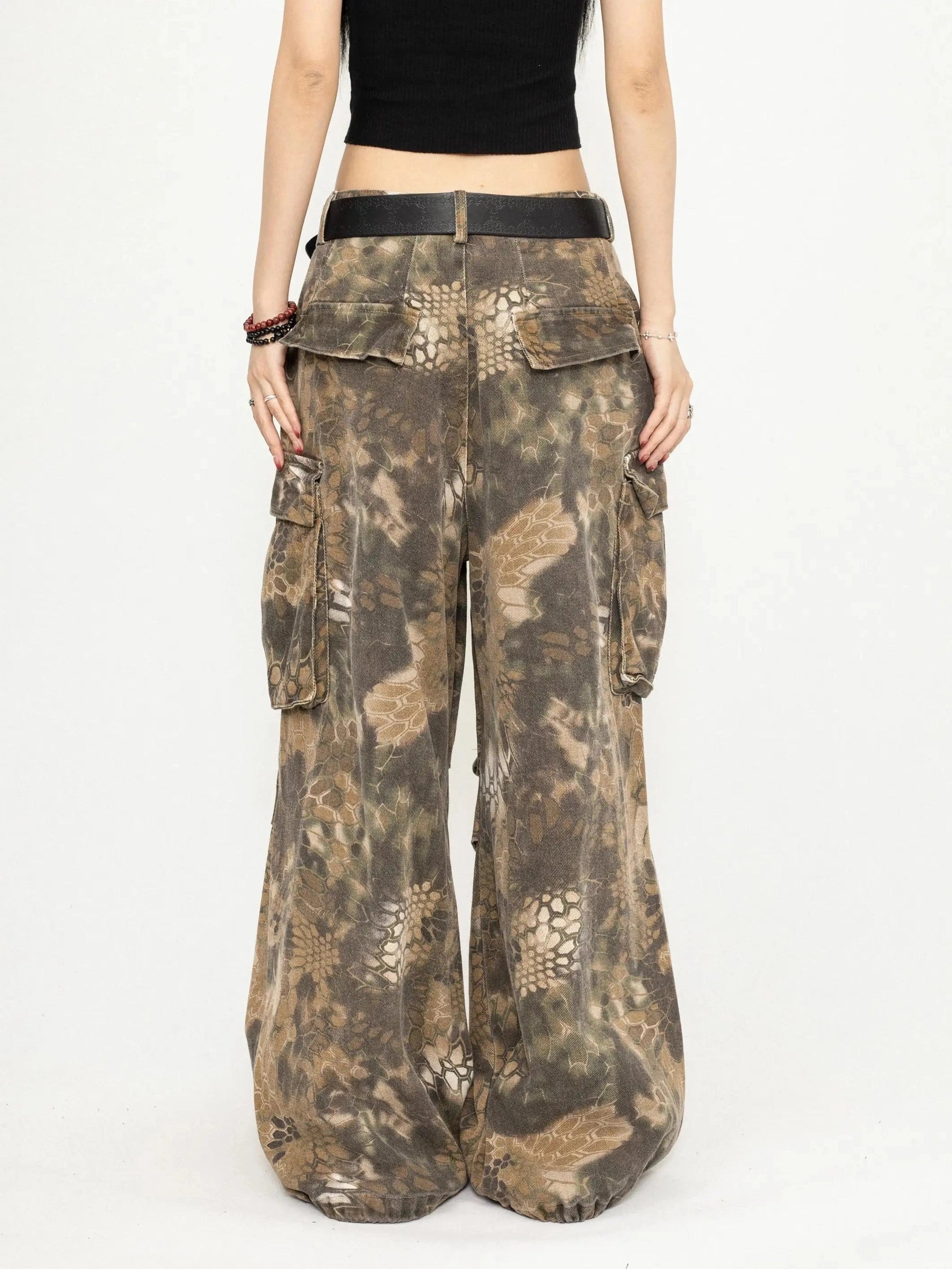 Snake Print Camo Cargo Pants  f0397